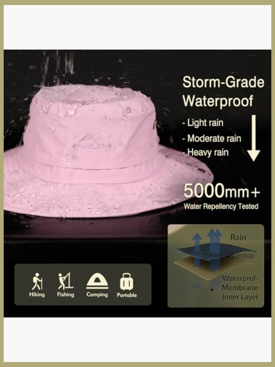 Waterproof Nylon Sun Hat with Ponytail Opening UPF50+ Packable
